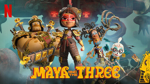 Maya standing with her friends in front of the logo