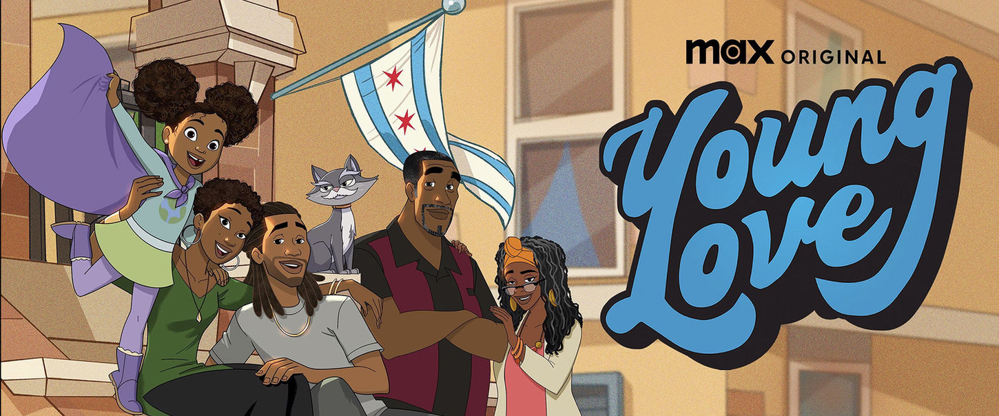 a black mother, father, daughter, grandmother and grandfather,  sitting on steps in front of a building