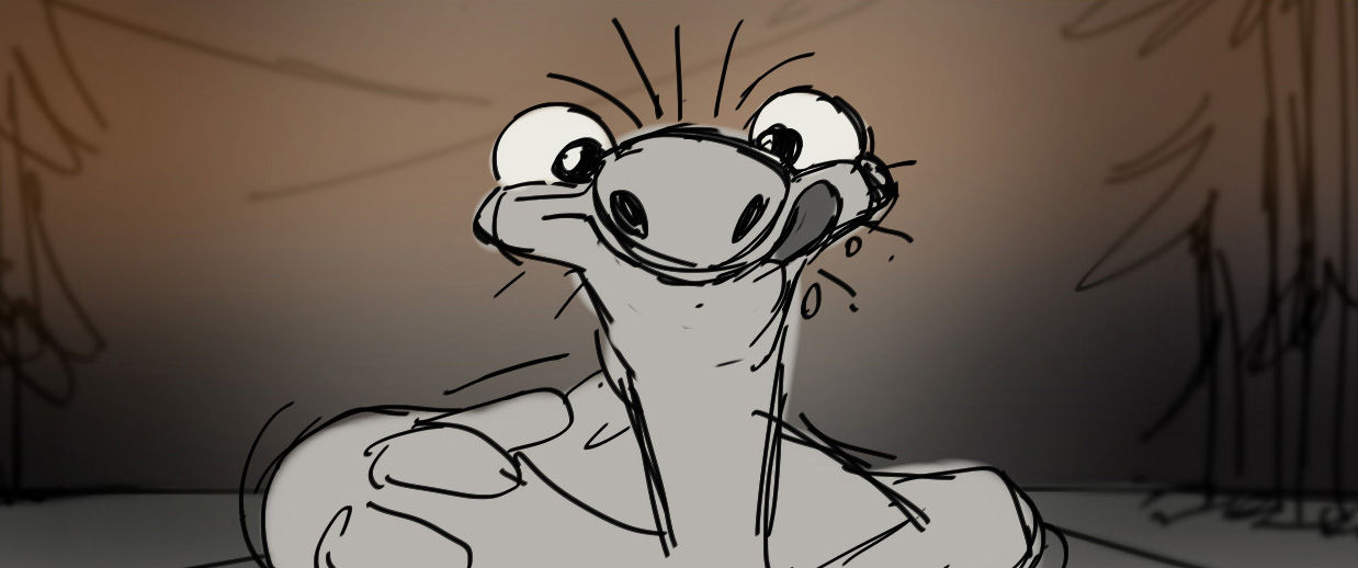 line drawing of a saber-tooth squirrel licking his lips