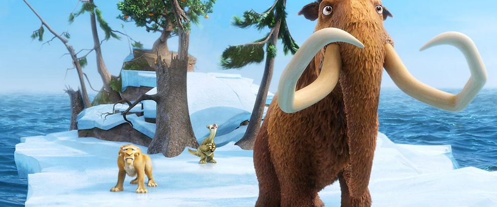 a mammoth, a saber-toothed tiger and saber toothed squirrel