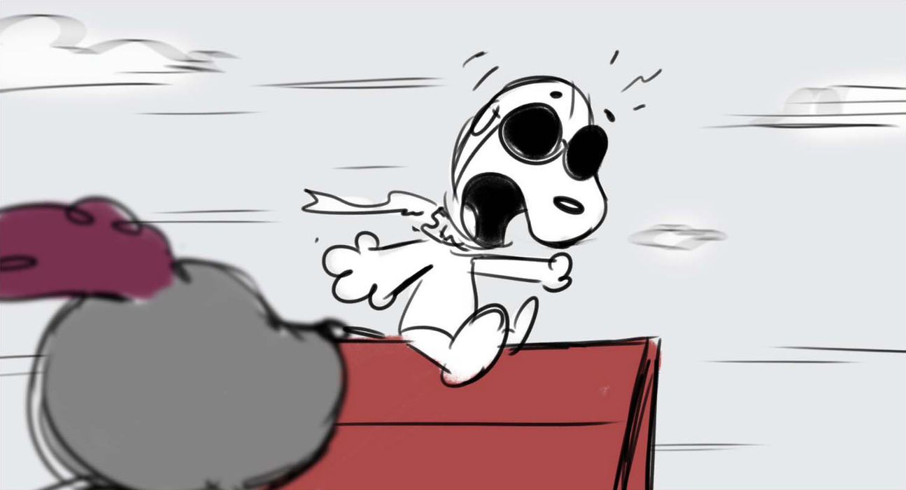 a white dog sitting on his red dog house, wearing a scarf and goggles