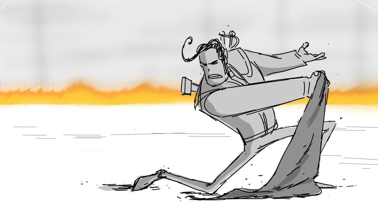 line drawing of a bullfighter down on one knee, holding the cape out